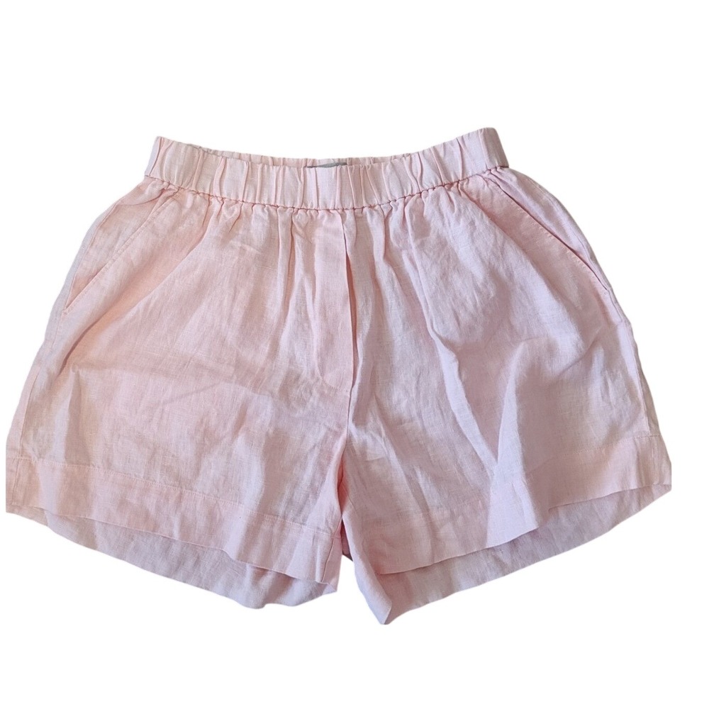 Everlane Pink Linen Pull On Shorts Pockets Women Small Relaxed 4" inseam